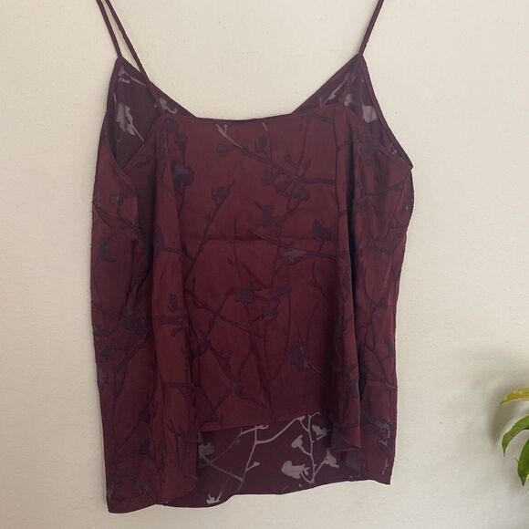 Rag and Bone silk blend burn out burgundy spaghetti strap tank top lightweight S - Picture 4 of 5